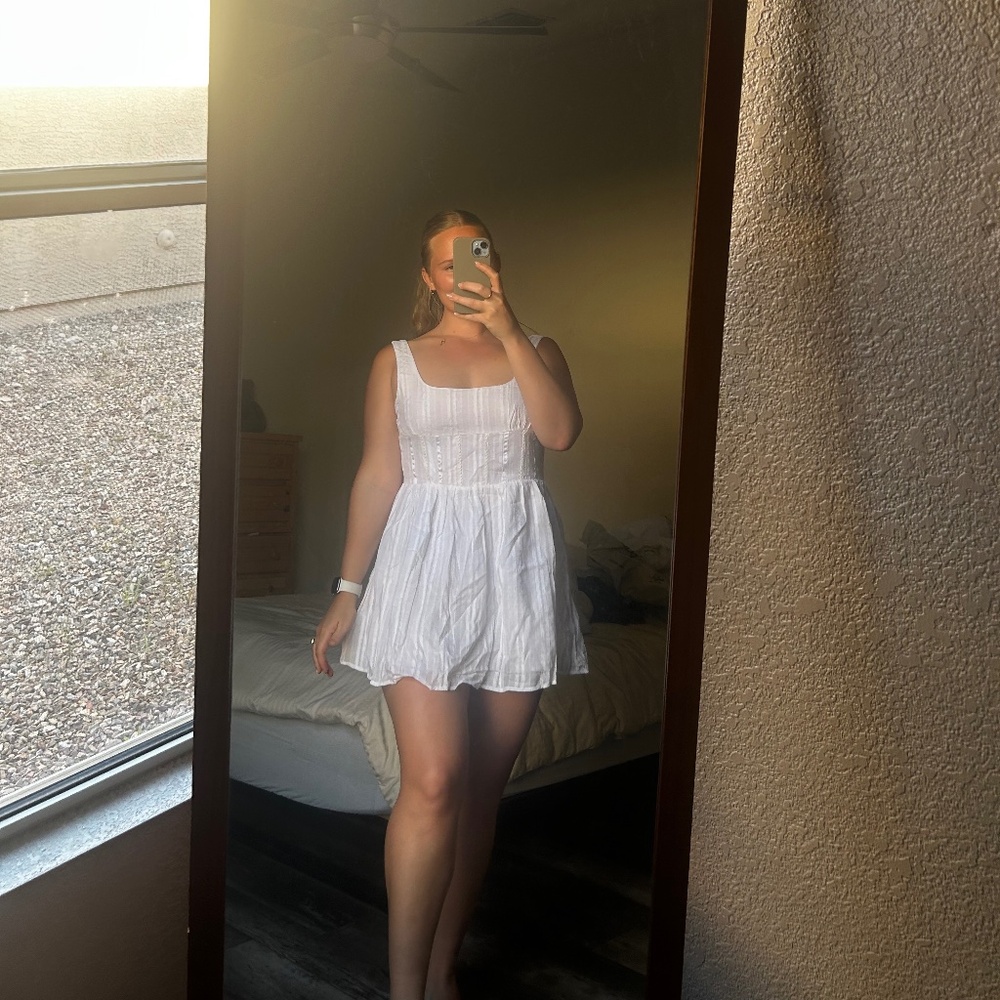 Princess Polly White Square-Neck Mini Dress